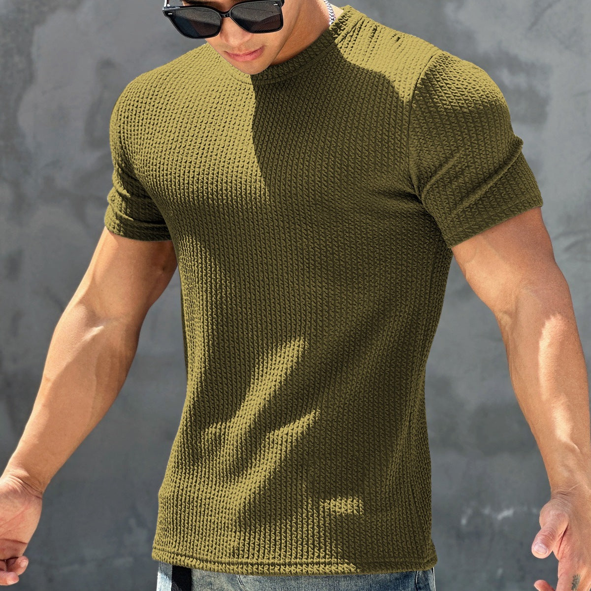 Mens Casual Ribbed T-Shirt - Eterno