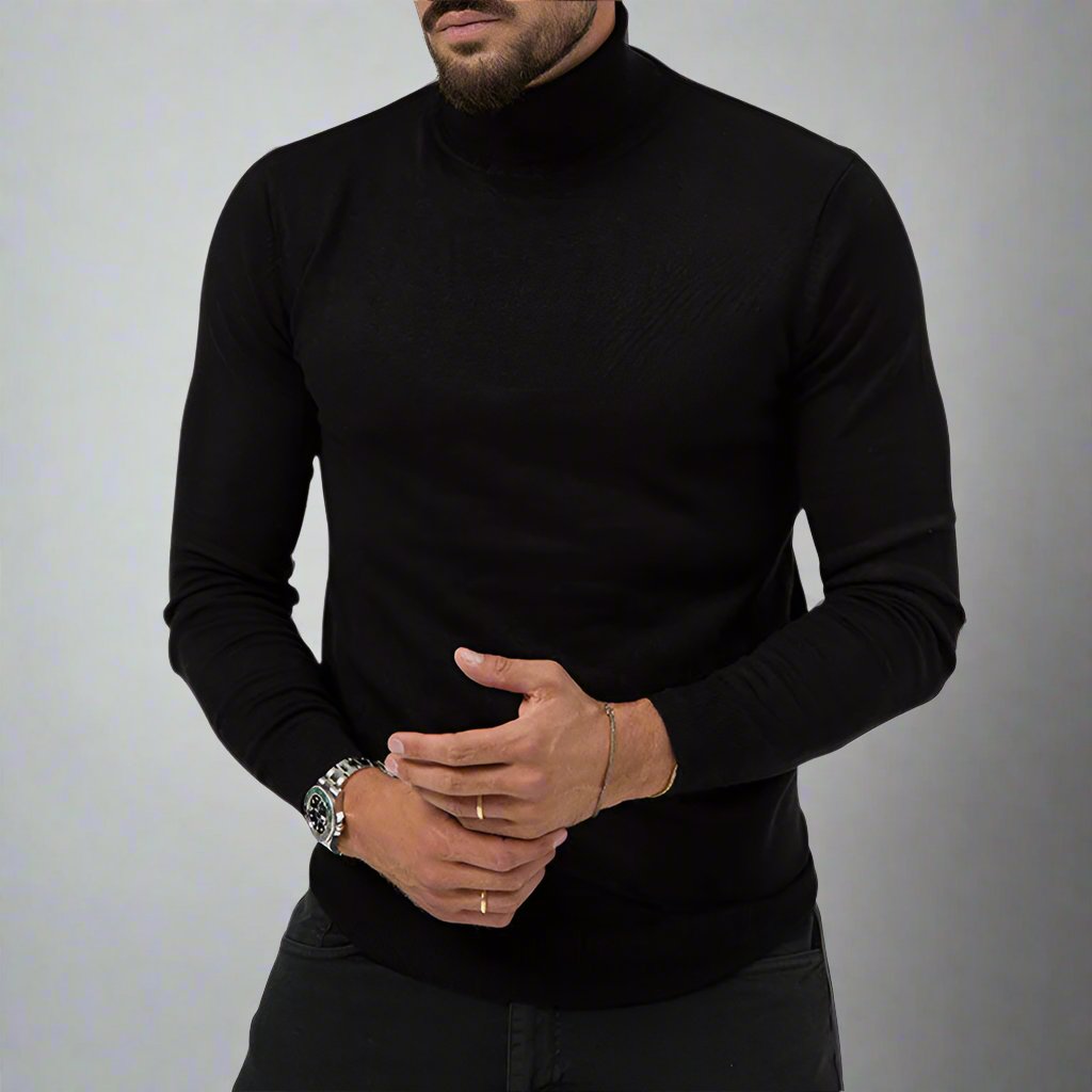 Mens Cotton Turtleneck Sweater - Eterno