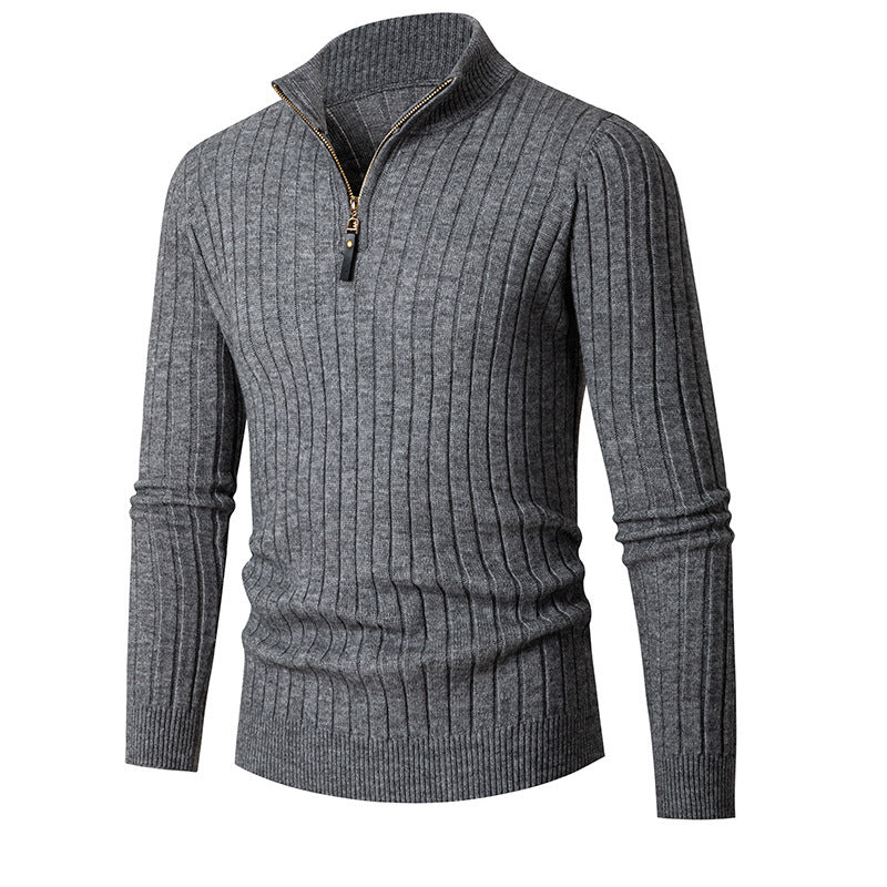 Mens Ribbed Zip-Up Sweater - Eterno