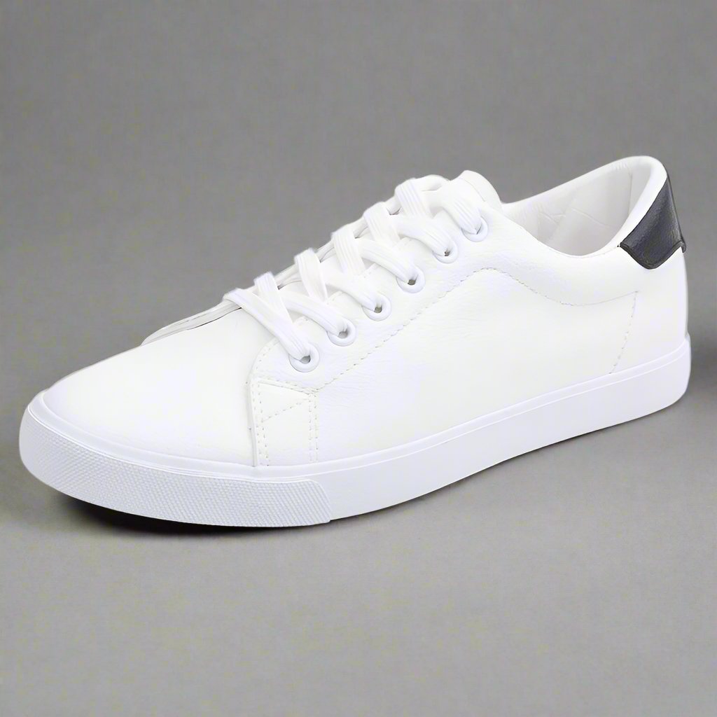 Mens Premium White Leather Sneakers - Eterno