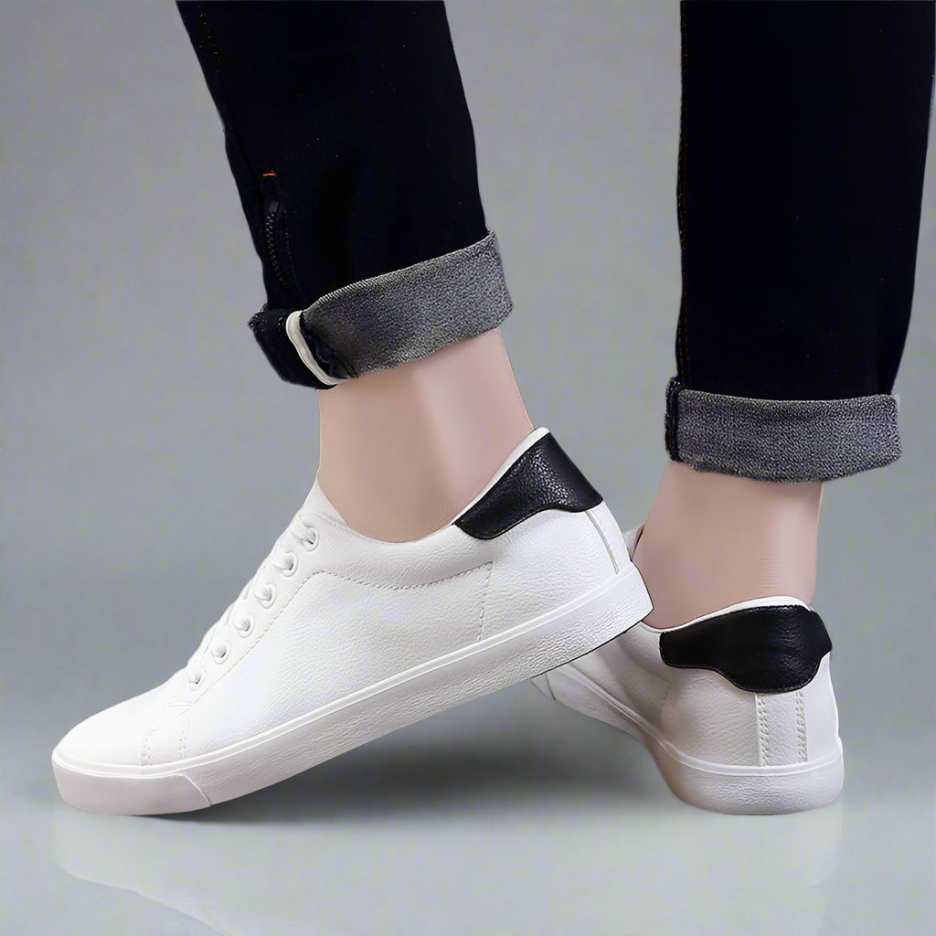 Mens Premium White Leather Sneakers - Eterno