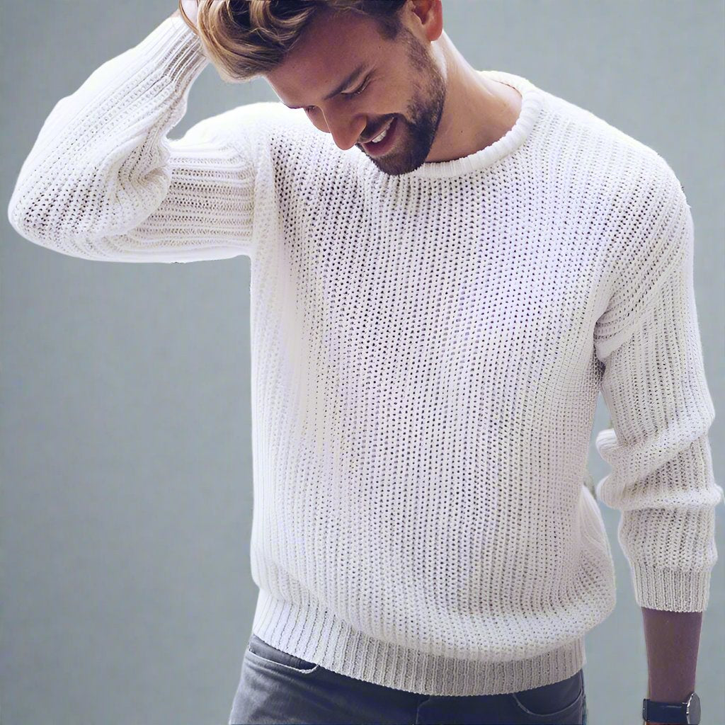 Mens Casual Ribbed Sweater - Eterno