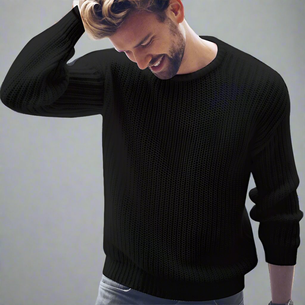 Mens Casual Ribbed Sweater - Eterno