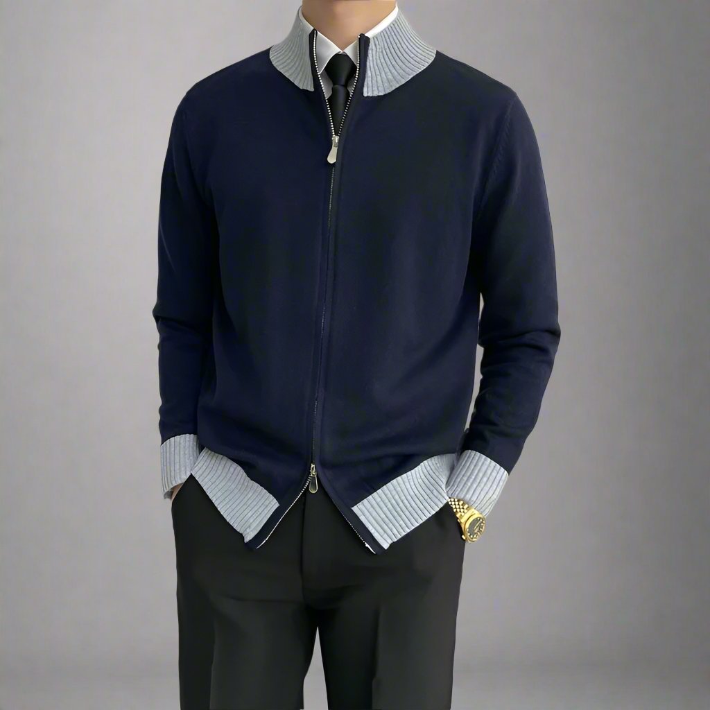 Mens Knitted Dual-Zip Sweater - Eterno