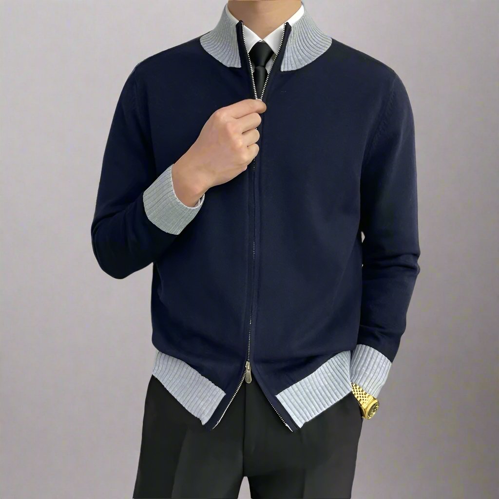 Mens Knitted Dual-Zip Sweater - Eterno