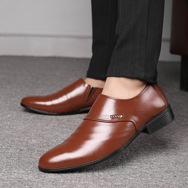 Mens Pointed Toe Leather Shoes - Eterno