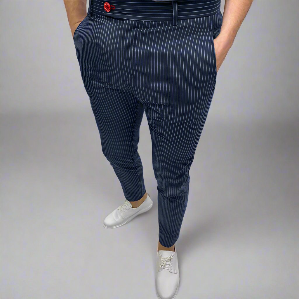 Mens Elegant Striped Dress Pants - Eterno