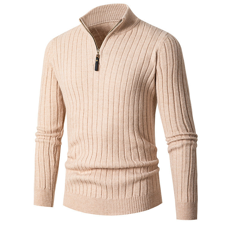 Mens Ribbed Zip-Up Sweater - Eterno