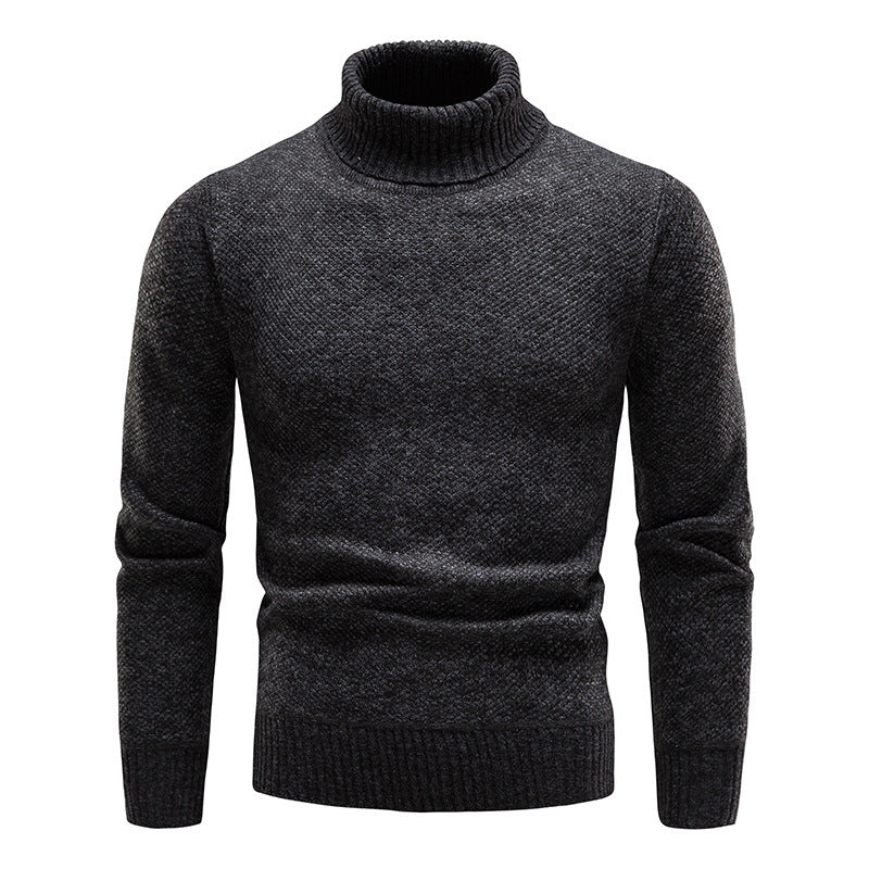 Mens Salt and Pepper Turtleneck Sweater - Eterno