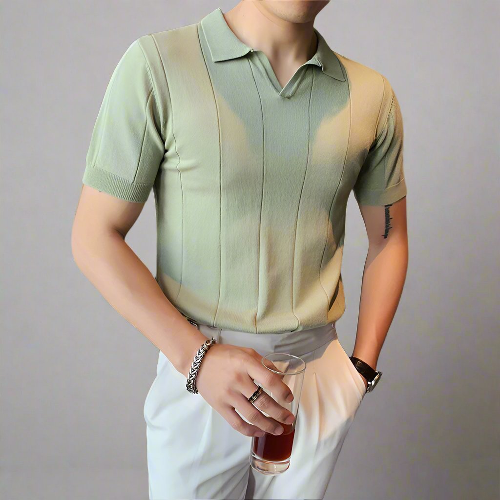 Mens Elegant V-Neck Polo - Eterno