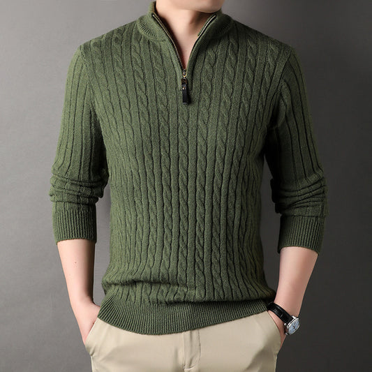 Mens Cableknit Zip-Up Sweater - Eterno