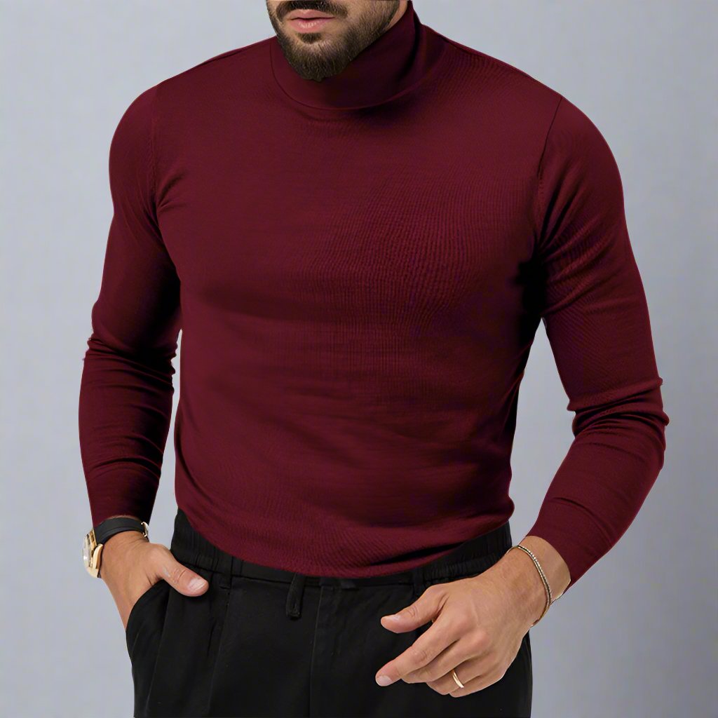 Mens Cotton Turtleneck Sweater - Eterno