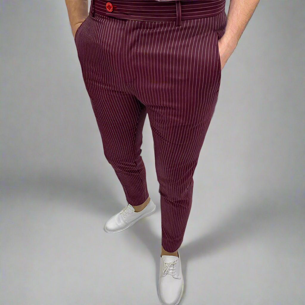 Mens Elegant Striped Dress Pants - Eterno