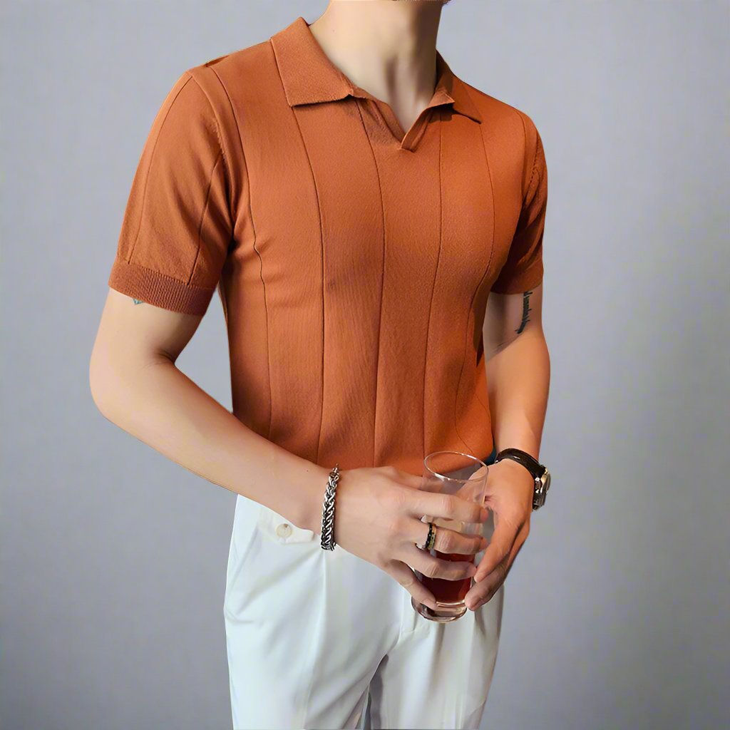 Mens Elegant V-Neck Polo - Eterno