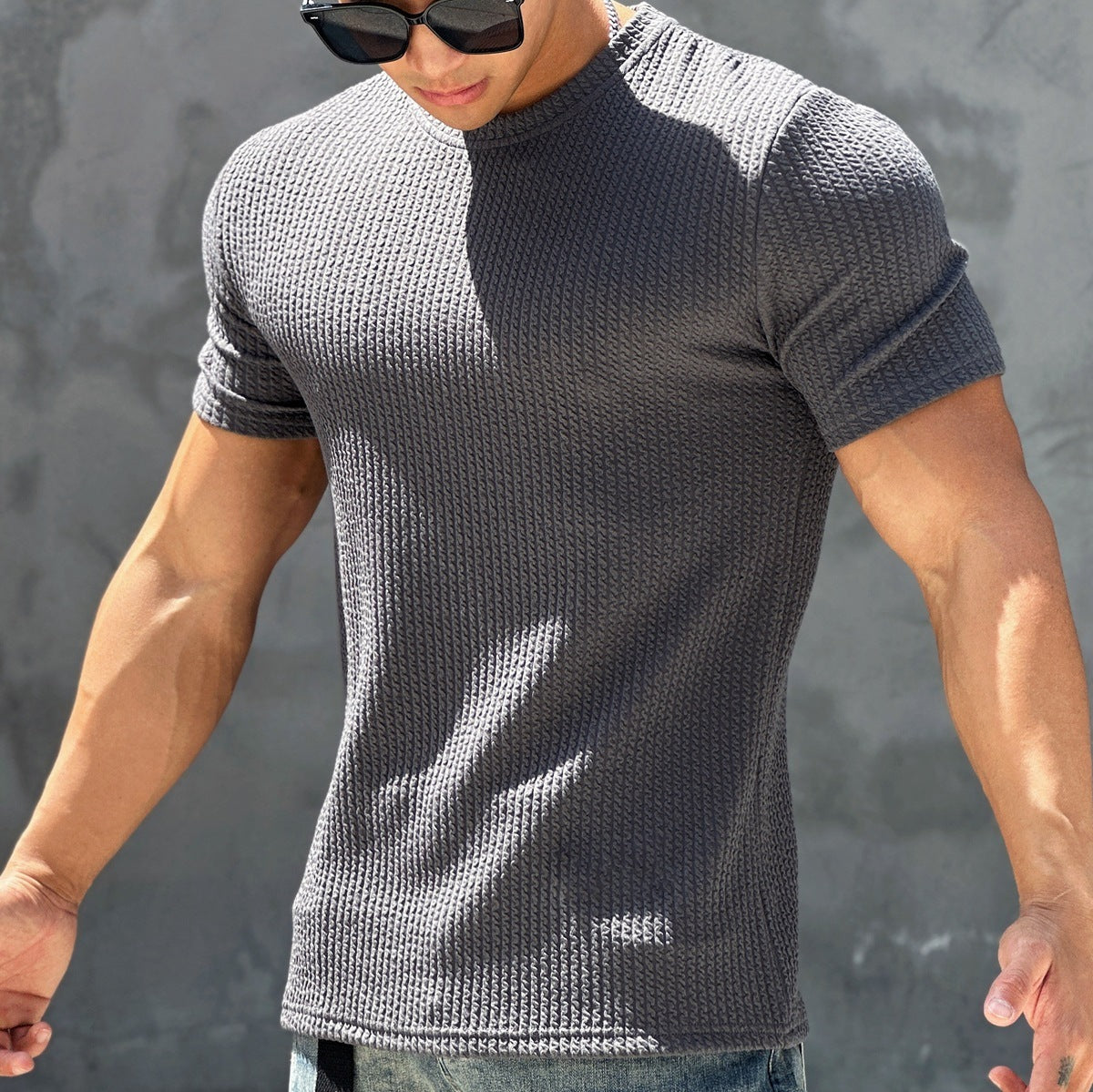 Mens Casual Ribbed T-Shirt - Eterno