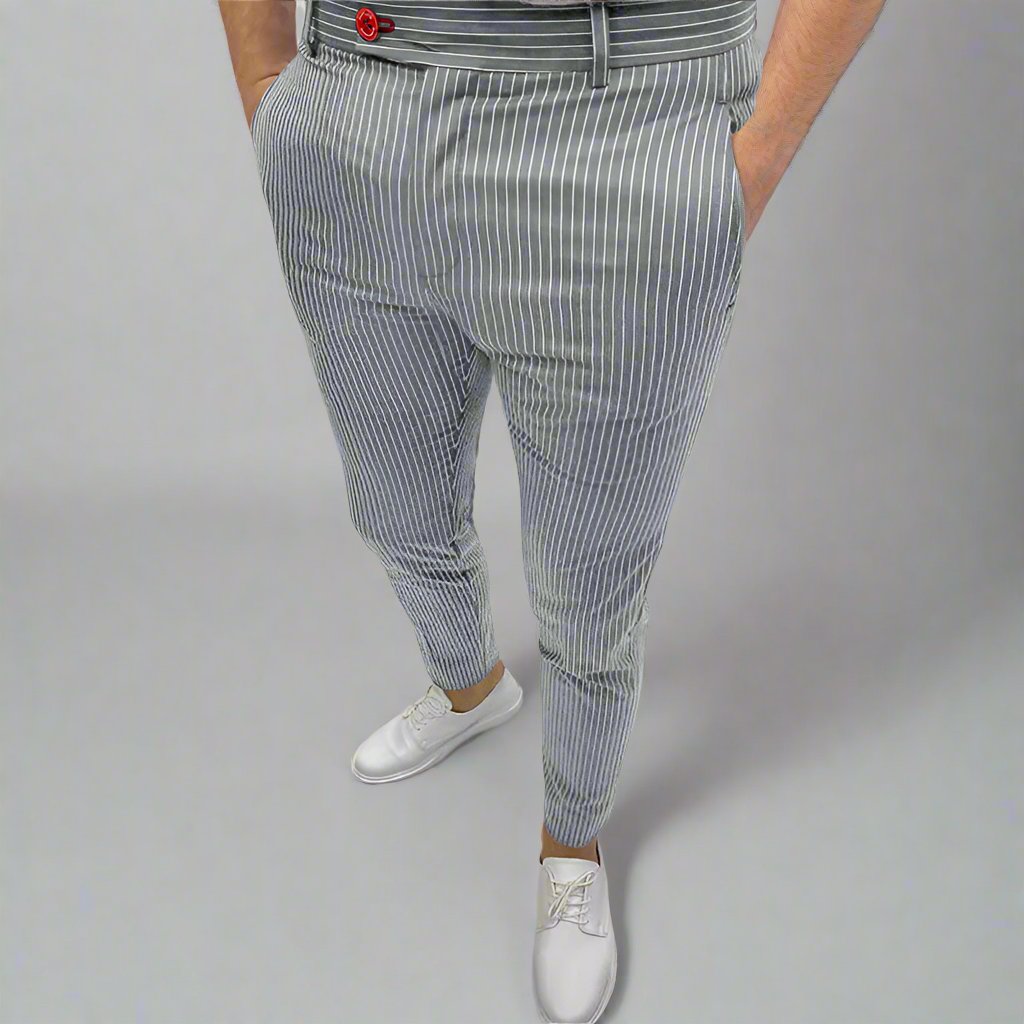 Mens Elegant Striped Dress Pants - Eterno