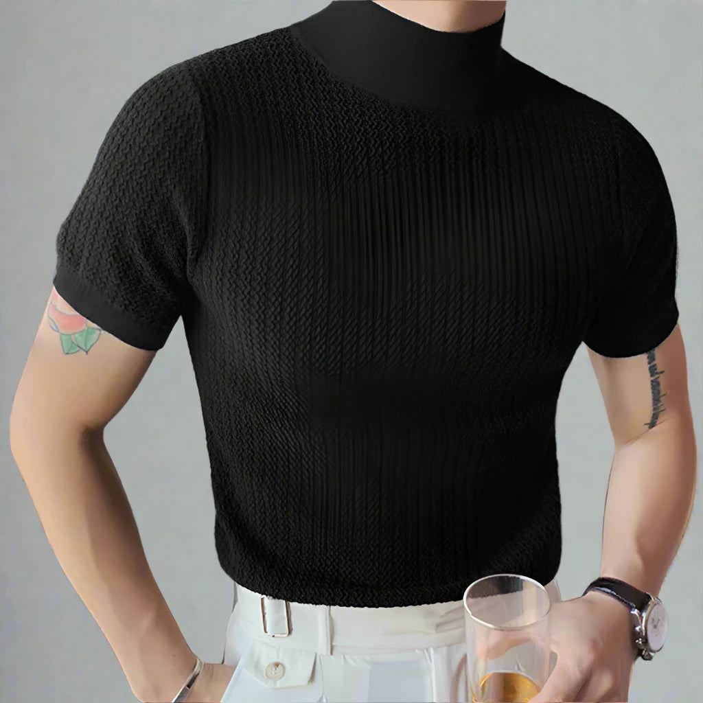 Mens Knitted Turtleneck T-Shirt - Eterno