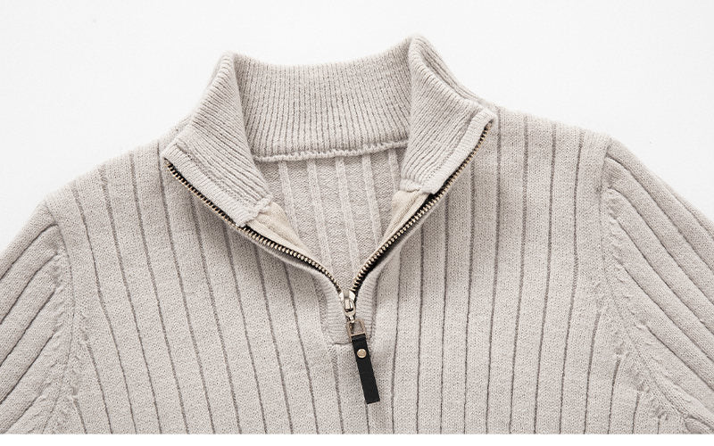 Mens Ribbed Zip-Up Sweater - Eterno