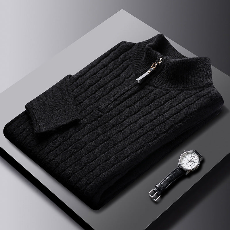 Mens Cableknit Zip-Up Sweater - Eterno