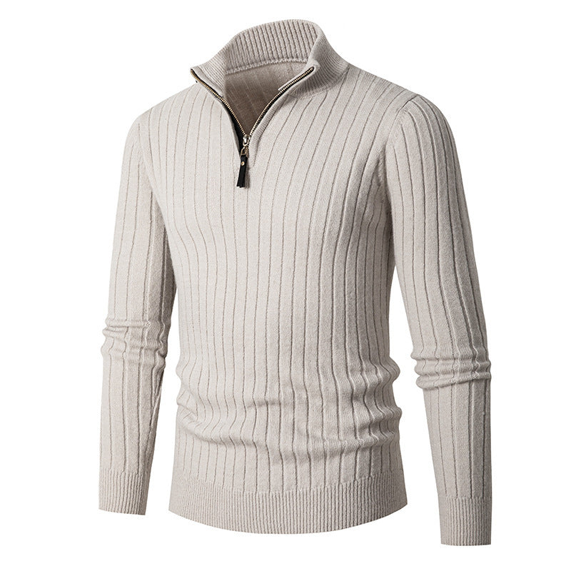 Mens Ribbed Zip-Up Sweater - Eterno