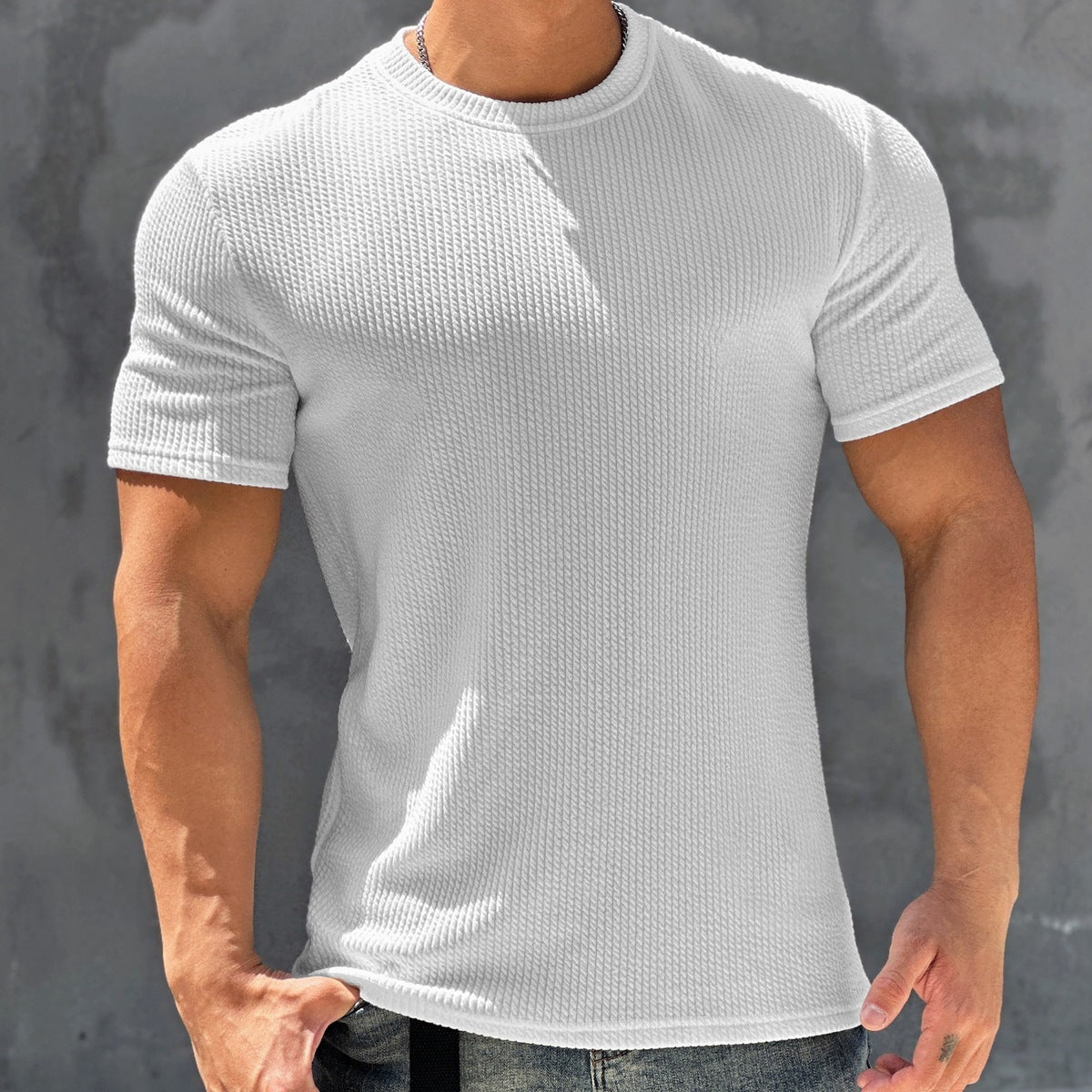 Mens Casual Ribbed T-Shirt - Eterno