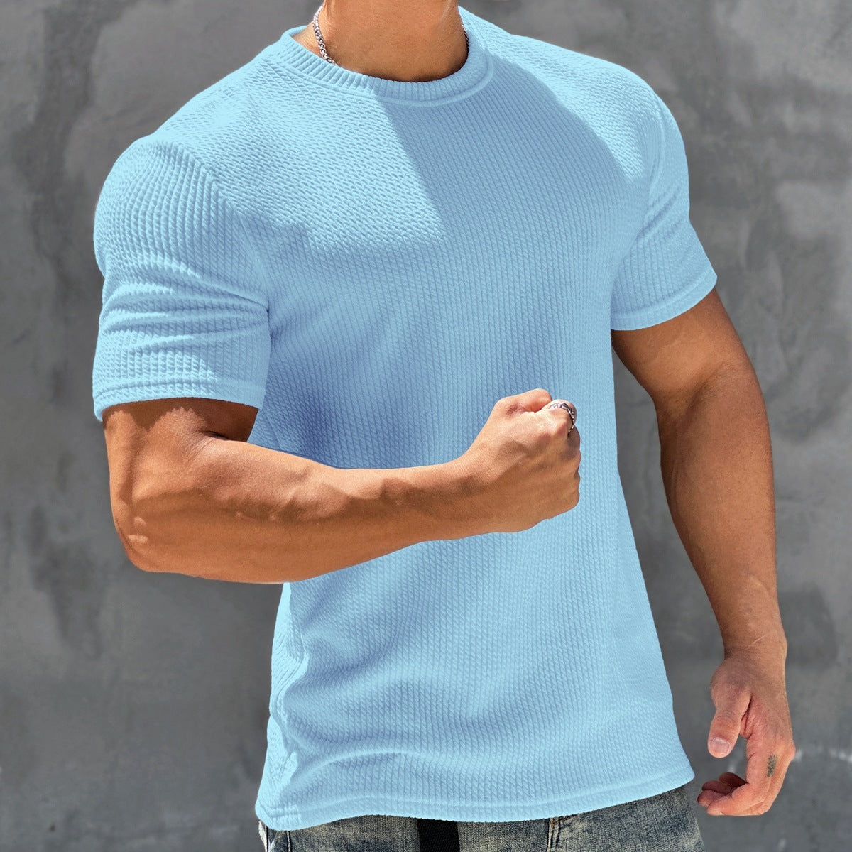 Mens Casual Ribbed T-Shirt - Eterno