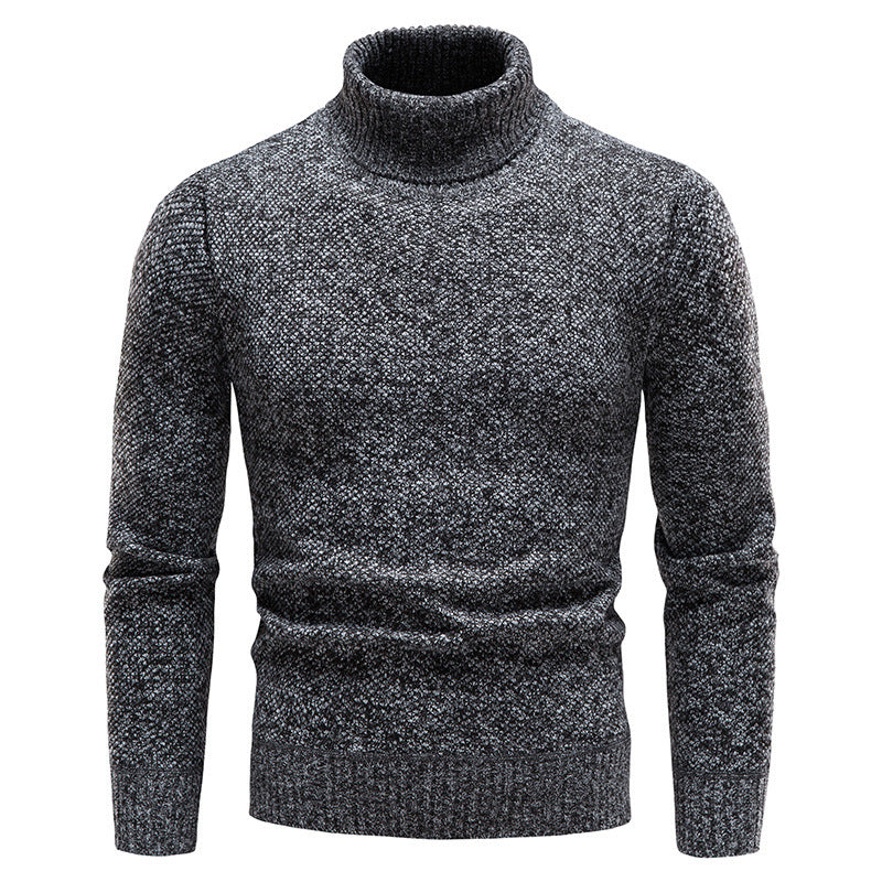 Mens Salt and Pepper Turtleneck Sweater - Eterno