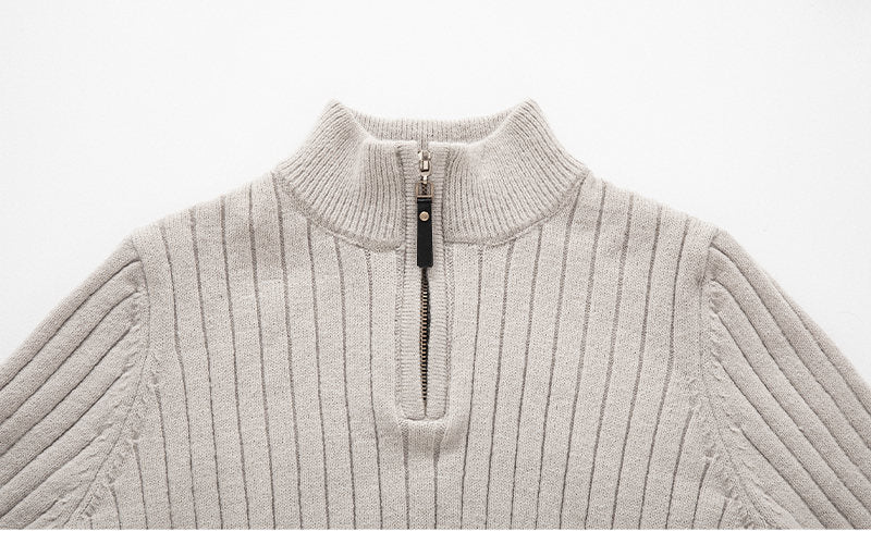 Mens Ribbed Zip-Up Sweater - Eterno