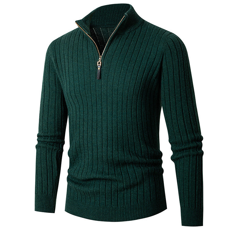 Mens Ribbed Zip-Up Sweater - Eterno