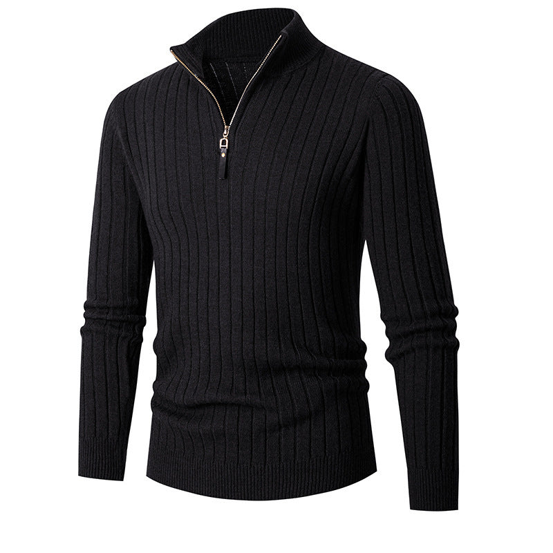 Mens Ribbed Zip-Up Sweater - Eterno