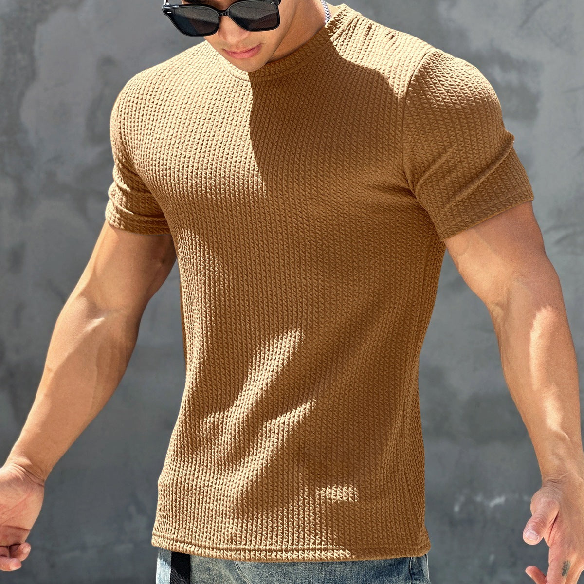 Mens Casual Ribbed T-Shirt - Eterno