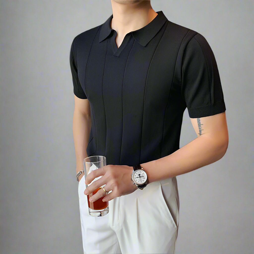 Mens Elegant V-Neck Polo - Eterno