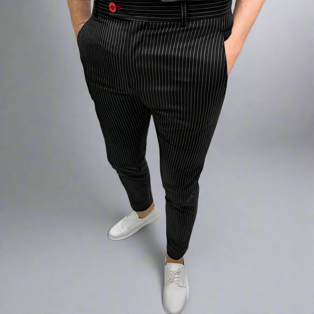 Mens Elegant Striped Dress Pants - Eterno