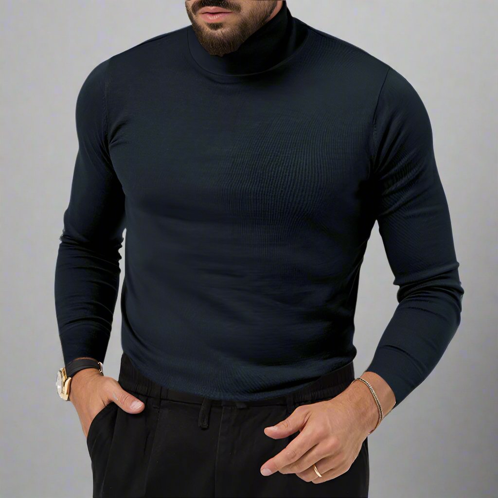 Mens Cotton Turtleneck Sweater - Eterno