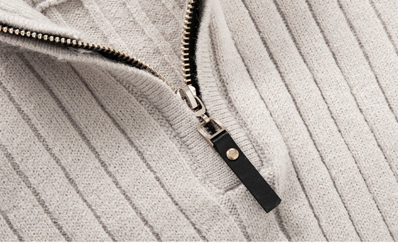 Mens Ribbed Zip-Up Sweater - Eterno